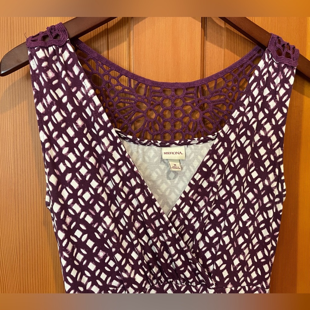 Merona purple and white dress - M